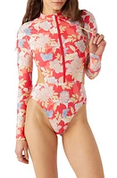 O'Neill Antayla Floral Dana Point Surf Cutout Rashguard One-Piece Swimsuit Bittersweet at Nordstrom,