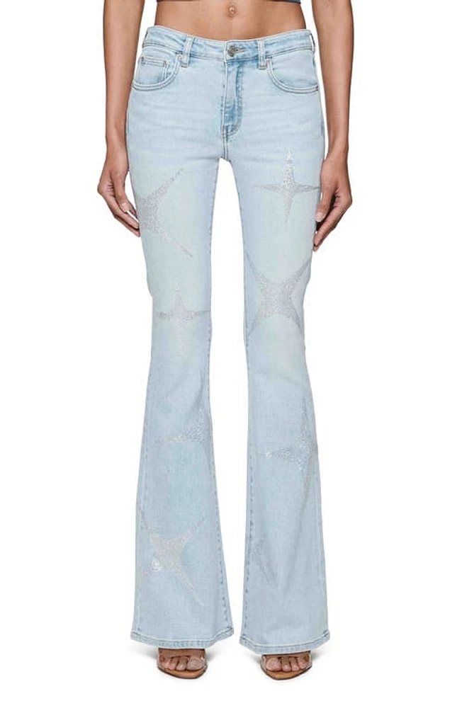 PURPLE BRAND Hotfix Stars Flare Jeans Light Indigo at Nordstrom,