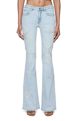 PURPLE BRAND Hotfix Stars Flare Jeans Light Indigo at Nordstrom,