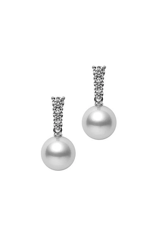 Mikimoto Morning Dew Diamond & Akoya Pearl Drop Earrings in White Gold/Diamond/Pearl at Nordstrom