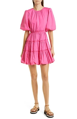 JASON WU Puff Sleeve Cotton Poplin Dress in Fuchsia at Nordstrom, Size 4