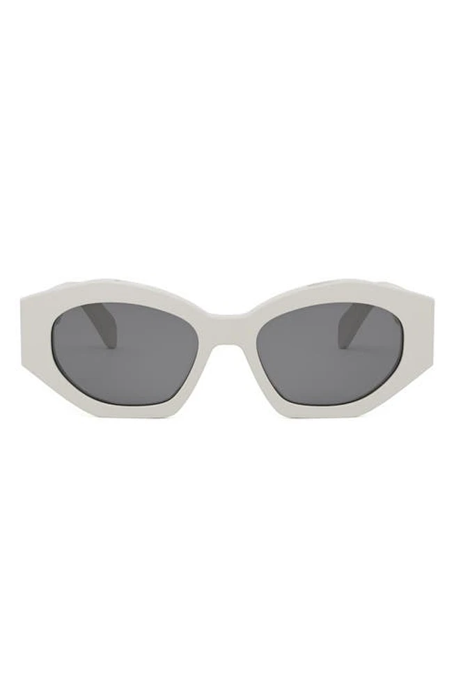 CELINE Triomphe 55mm Oval Sunglasses in Ivory /Smoke at Nordstrom