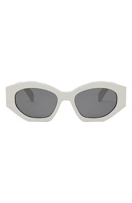 CELINE Triomphe 55mm Oval Sunglasses in Ivory /Smoke at Nordstrom