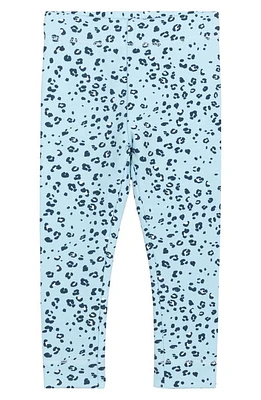 MILES THE LABEL Leopard Print Organic Cotton Leggings Blue Light at Nordstrom,