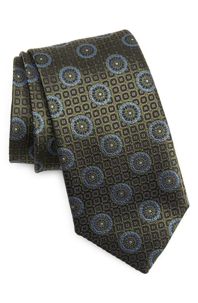 Canali Medallion Silk Tie in Green at Nordstrom