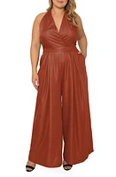 Standards & Practices London Sleeveless Wide Leg Jumpsuit Brown at Nordstrom,