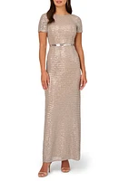 Adrianna Papell Belted Sequin Column Gown at Nordstrom,