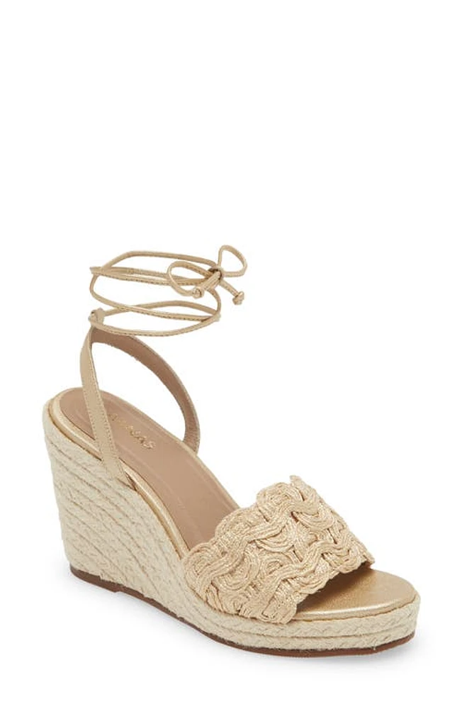 Kaanas Eve Anke Wrap Espadrille Platform Wedge Sandal Gold at Nordstrom,