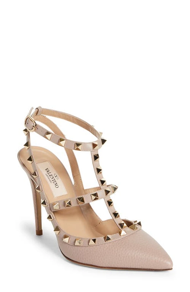 Valentino Garavani Rockstud Ankle Strap Pump P45 Poudre at Nordstrom,