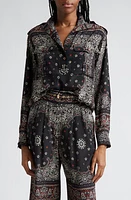 Zimmermann Bandana Print Popover Utility Shirt Black at Nordstrom,