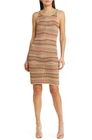 Steve Madden Ronnie Metallic Open Stitch Sleeveless Sweater Dress Mushroom at Nordstrom,