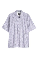 Ted Baker London Astun Regular Fit Geometric Print Stretch Short Sleeve Button-Up Shirt Lilac at Nordstrom,