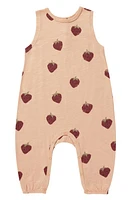 Rylee + Cru Mills Strawberry Print Cotton Romper Apricot at Nordstrom,