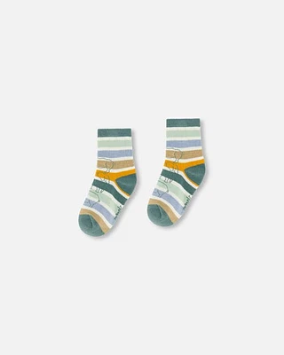 Deux Par Deux Boy's Jacquard Socks Pine Green at Nordstrom