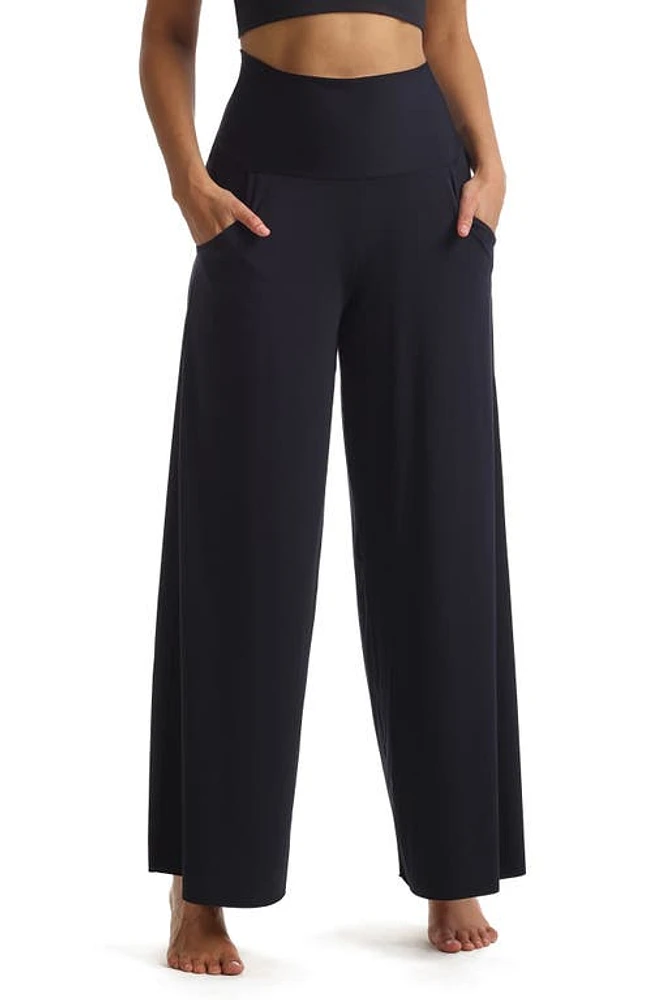 Commando Butter High Waist Wide Leg Lounge Pants Black at Nordstrom,