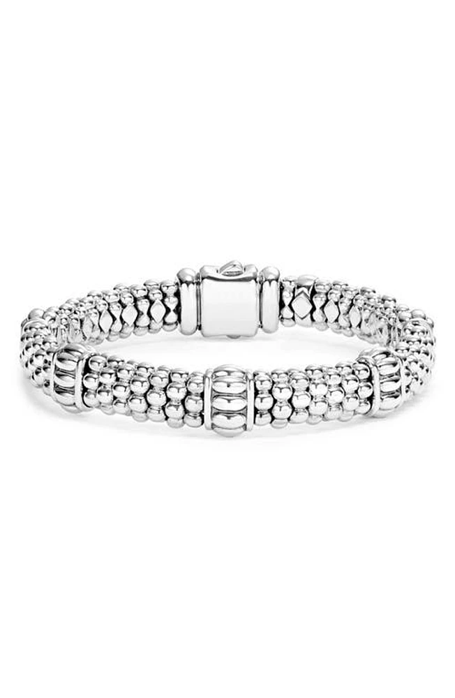 LAGOS Fluted Station Caviar Rope Bracelet in Silver at Nordstrom