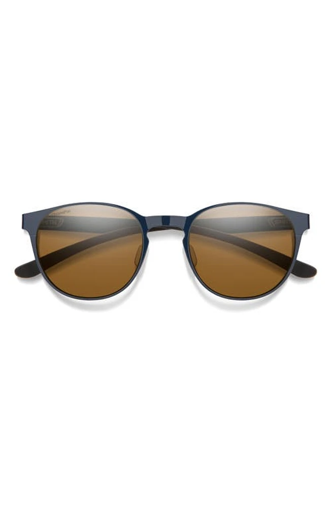 Smith Eastbank 52mm ChromaPop Polarized Round Sunglasses in French Navy /Brown at Nordstrom