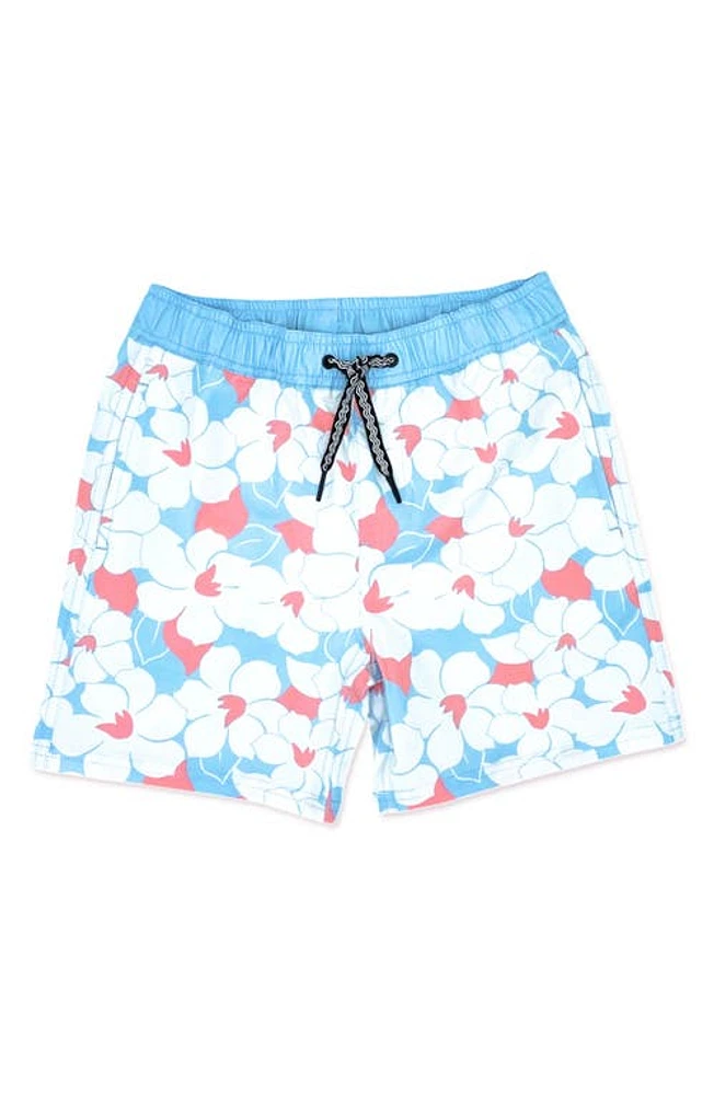 Feather 4 Arrow Retro Tropical Swim Trunks Cool Blue at Nordstrom,