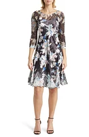 Komarov Charmeuse & Lace Dress Onyx Burst at Nordstrom,