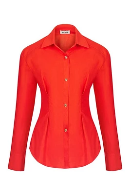 Nocturne Shoulder Pad Slim Fit Shirt in Red at Nordstrom, Size X-Large