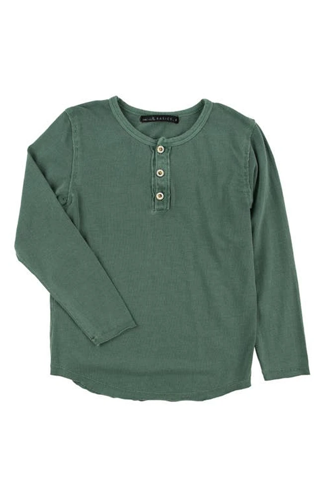 Miki Miette Kids' Buzz Long Sleeve Cotton Henley Heritage Green at Nordstrom,