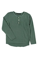 Miki Miette Kids' Buzz Long Sleeve Cotton Henley Heritage Green at Nordstrom,