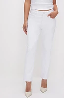 Good American Petite Raw Hem Straight Leg Jeans White037 at Nordstrom,