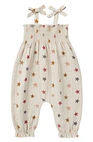 Rylee + Cru Sawyer Star Print Smocked Cotton Bubble Romper Haze at Nordstrom,