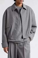 Jacquemus Le Blouson Salti Virgin Wool Trench Bomber Jacket in Grey at Nordstrom, Size 40 Us