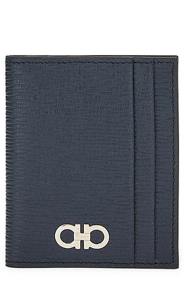 FERRAGAMO Revival Gancio Leather Card Case in Deep Ocean Nero at Nordstrom