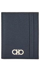 FERRAGAMO Revival Gancio Leather Card Case in Deep Ocean Nero at Nordstrom