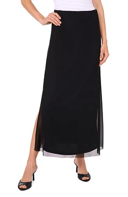 halogen(r) Side Slit Mesh Maxi Skirt Rich Black at Nordstrom,