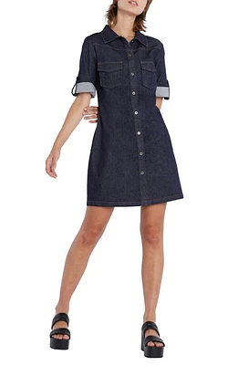 Wash Lab Denim Mini Shirtdress Dark Indigo at Nordstrom,