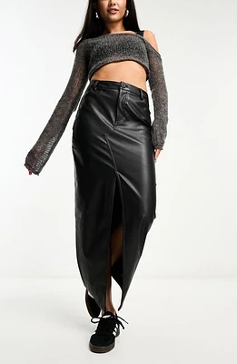 ASOS DESIGN Faux Leather Maxi Skirt Black at Nordstrom, Us