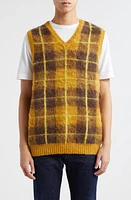 BEAMS Plaid Brushed Sweater Vest Mustard 58 at Nordstrom,