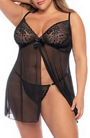 Mapale Lace & Mesh Chemis G-String Black at Nordstrom,