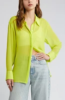 Open Edit Oversize Semisheer Button-Up Shirt at Nordstrom,