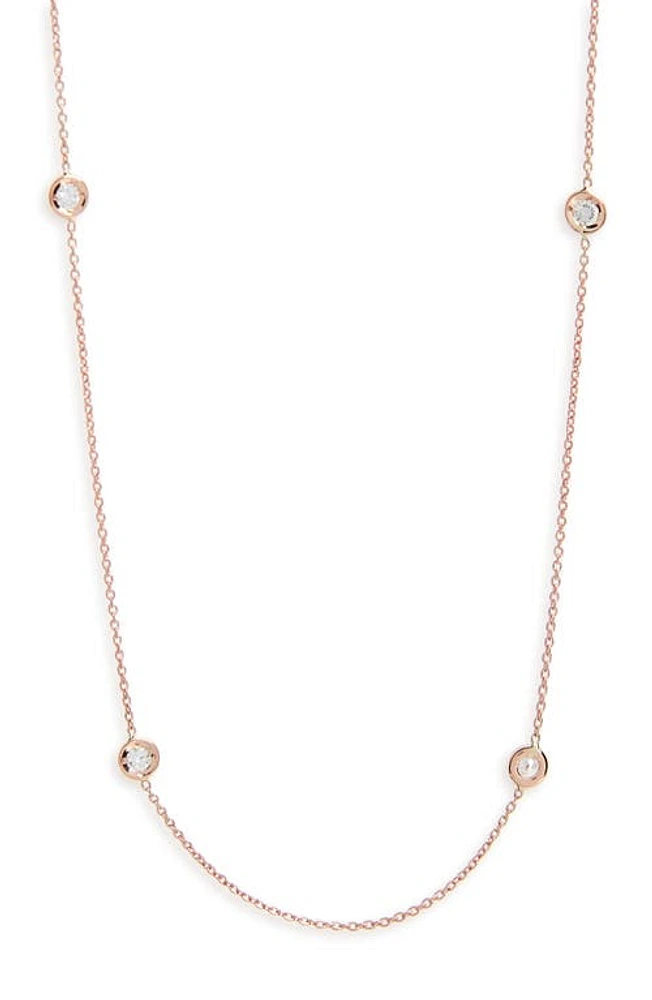 Roberto Coin 5-Station Diamond Necklace in Rose Gold at Nordstrom, Size 16 In