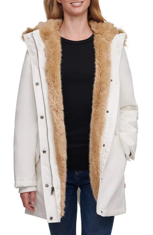 levi's Arctic Cloth Water Resistant Hooded Parka with Removable Faux Fur Trim at Nordstrom,