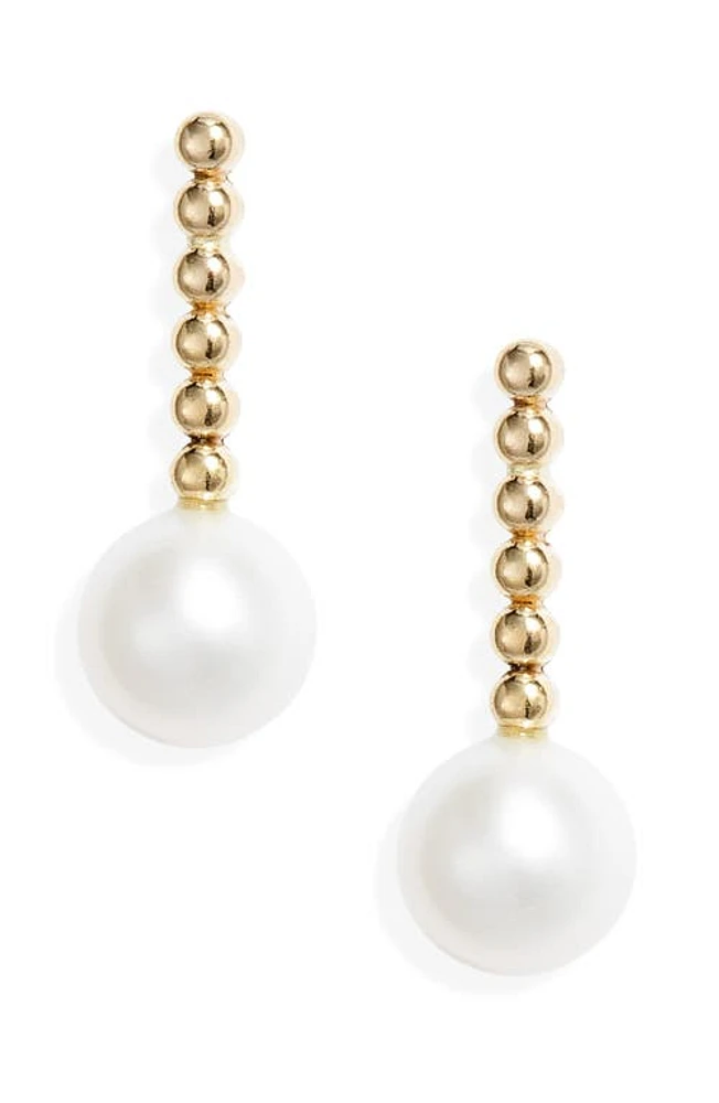 Poppy Finch Cultured Pearl Linear Beaded Earrings in 14Kyg at Nordstrom