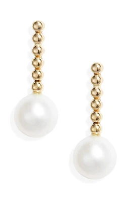 Poppy Finch Cultured Pearl Linear Beaded Earrings in 14Kyg at Nordstrom