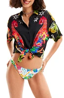 Desigual Tropical Short Sleeve Shirt Black at Nordstrom,