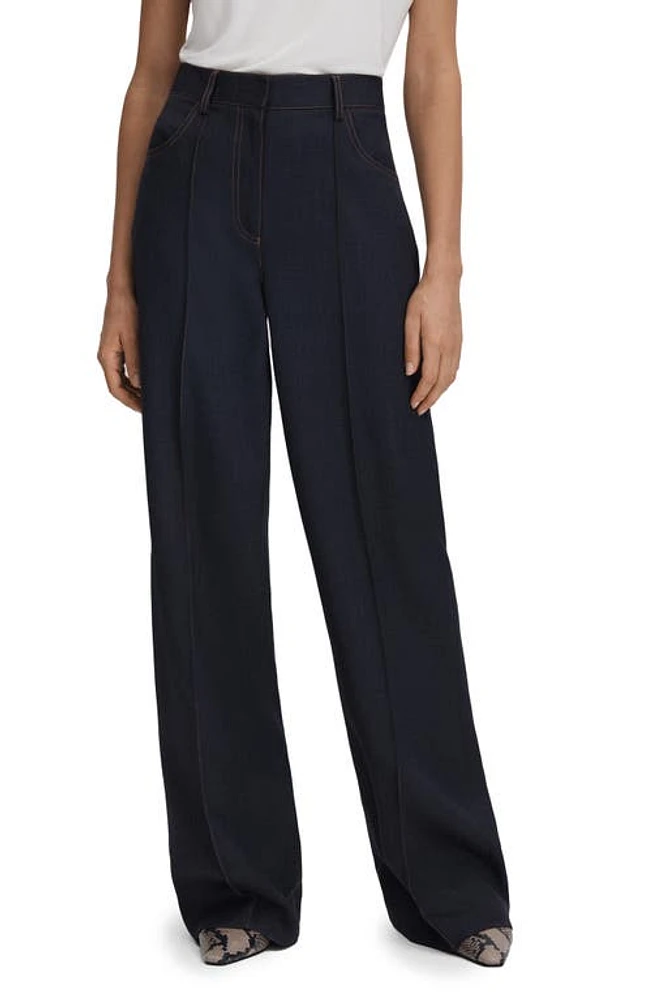 Reiss Raven High Waist Straight Leg Jeans in Navy at Nordstrom, Size 2