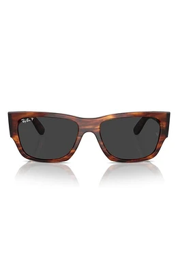 Ray-Ban Carlos 56mm Polarized Rectangle Sunglasses in Striped Havana at Nordstrom