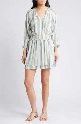 Rails Crystal Stripe Smocked Waist Linen Blend Blouson Dress Catania at Nordstrom,