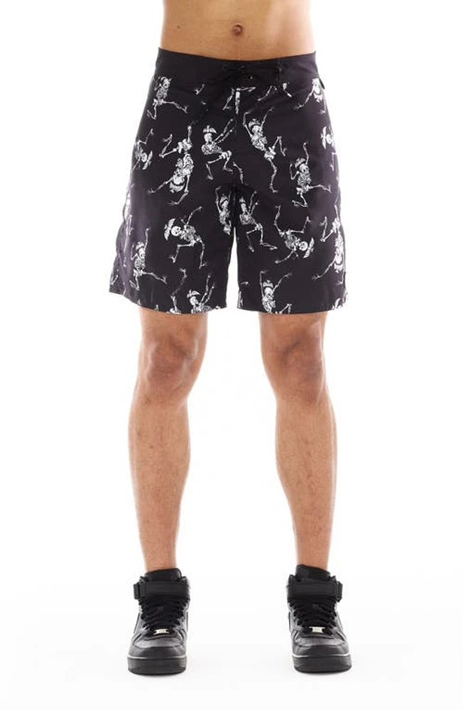 Cult of Individuality Skull Print Swim Trunks Skeleton at Nordstrom,