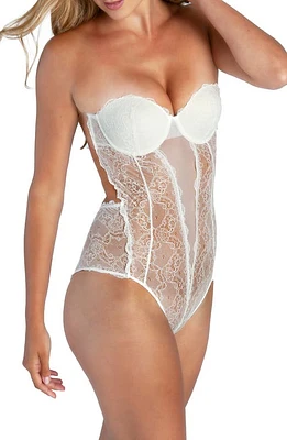 FASHION FORMS Lace Backless Strapless Adhesive Cup Bodysuit Candlelight White at Nordstrom,