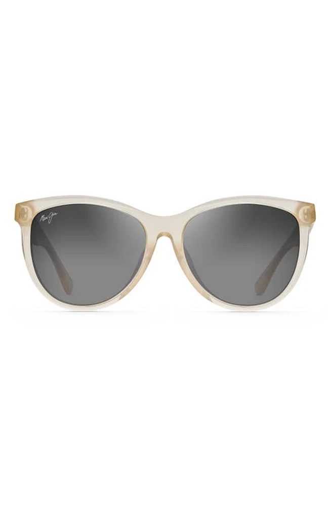 Maui Jim Glory Glory 56mm PolarizedPlus2 Cat Eye Sunglasses in Milky Almond/Neutral Grey at Nordstrom