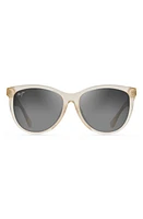 Maui Jim Glory Glory 56mm PolarizedPlus2 Cat Eye Sunglasses in Milky Almond/Neutral Grey at Nordstrom