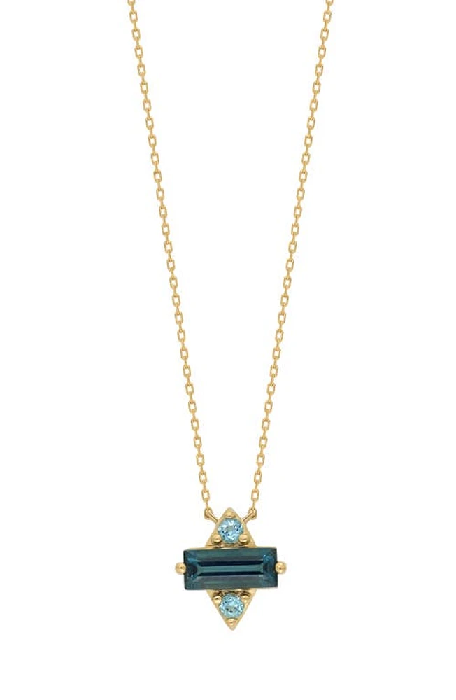 Bony Levy 14K Gold Semiprecious Stone Pendant Necklace in 14K Yellow Gold Blue Topaz at Nordstrom, Size 18